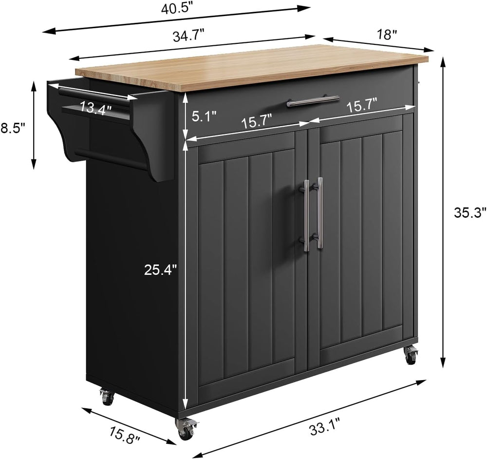 Rolling Kitchen Carts on Wheels, Kitchen Island with Storage
