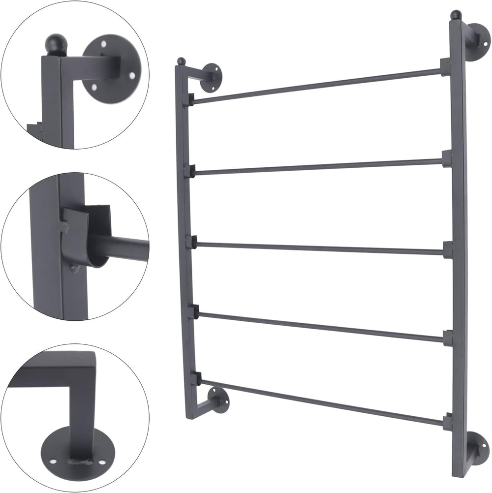 5-Tier Wall Mounted Scarf Display Rack, 23.6 x 29.5in Metal Scarf Holder, Com...