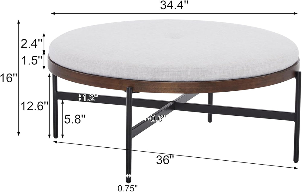 Christopher Knight Home Neapo Round Ottoman, Cocktail Ottoman, Upholstery Cof...