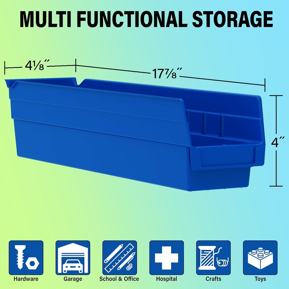 Akro-Mils 30128 Heavy Duty Plastic Shelf Bins, 18"x 4"x 4", Cl...
