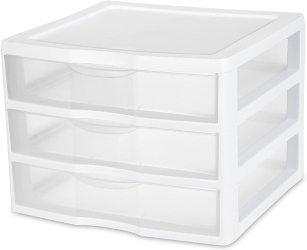Sterilite Wide 3-Drawer Storage Unit for Bedroom and Dresser, 3-Pack