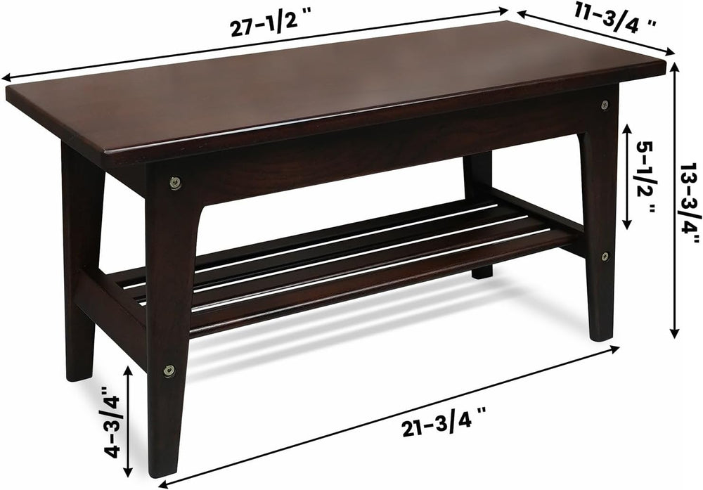CONSDAN Wood Shoe Bench Rack, USA Grown Hickory, Entryway Bench with Shoe Sto...