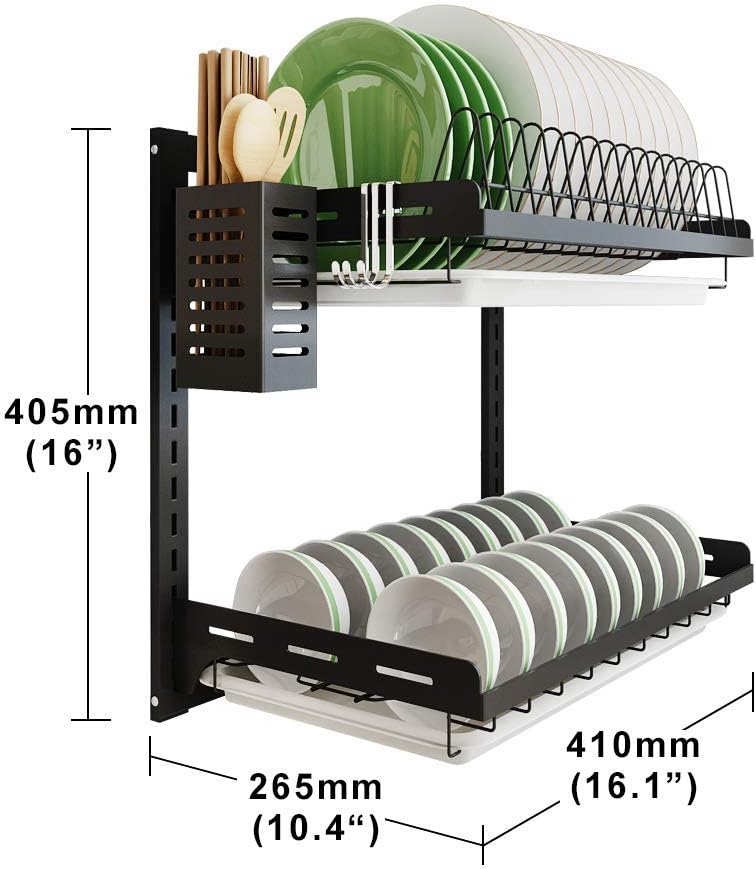 junyuan Kitchen Dish Rack,Hanging Dish Drying Rack Organizer Storage Shelf Ov...