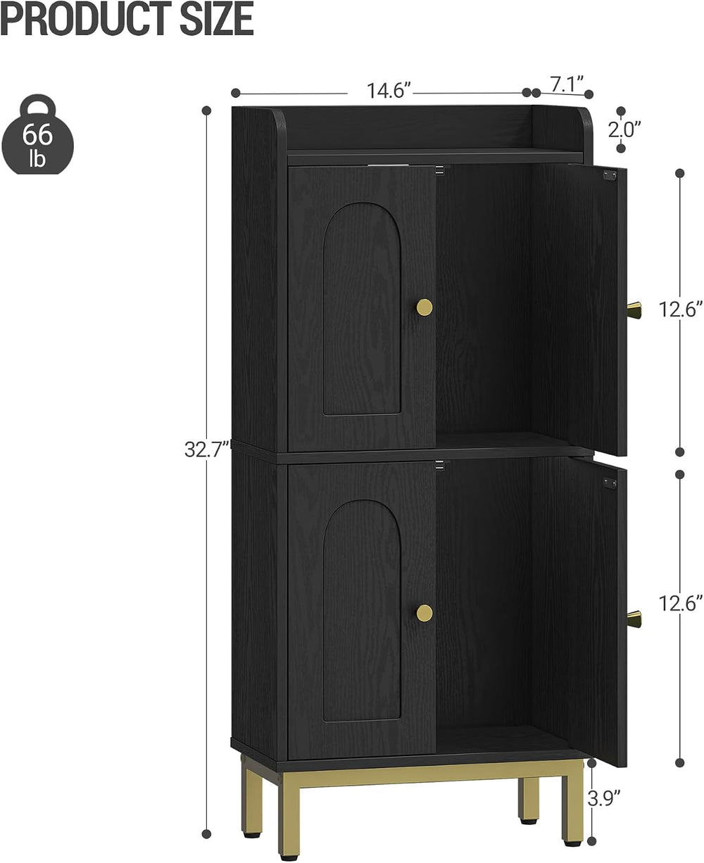 Hzuaneri Bathroom Storage Cabinet, Small Floor Cabinet with 4 Door