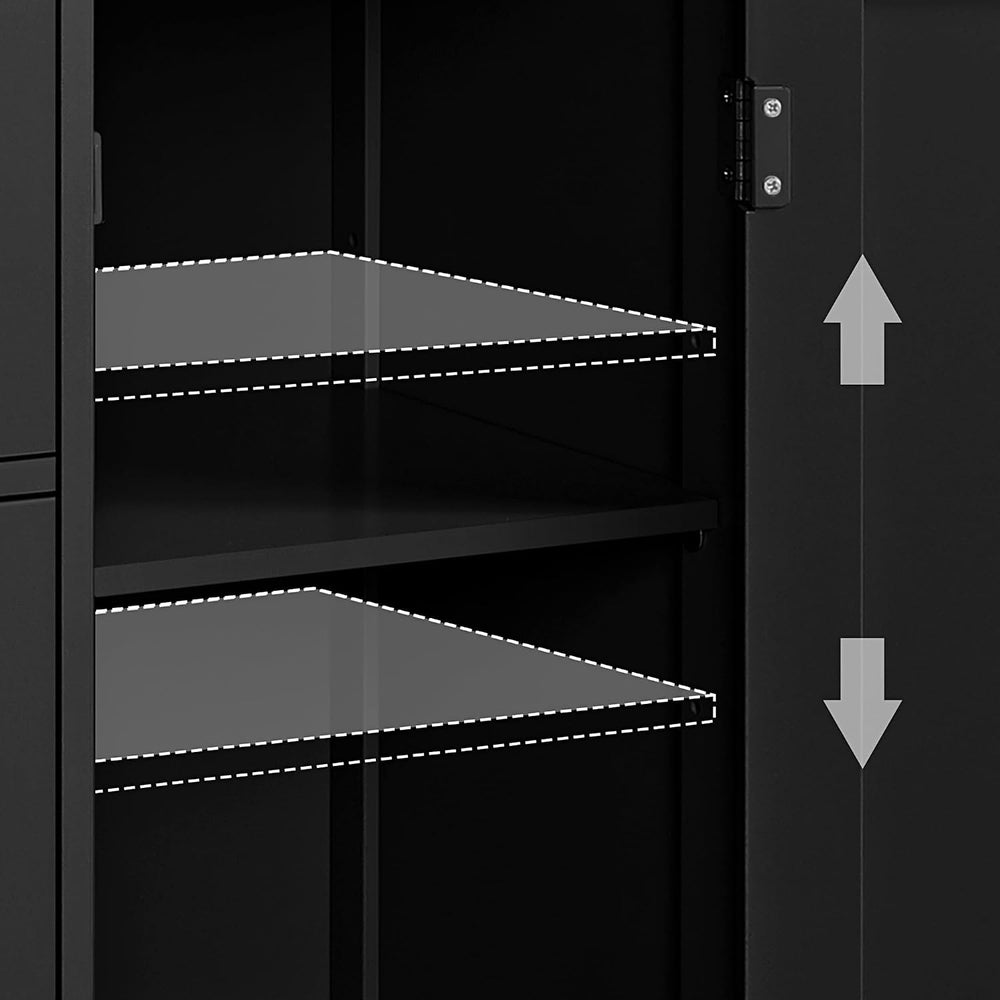 Yaheetech Small Bathroom Storage Cabinet with 4 Drawers & Door, Black