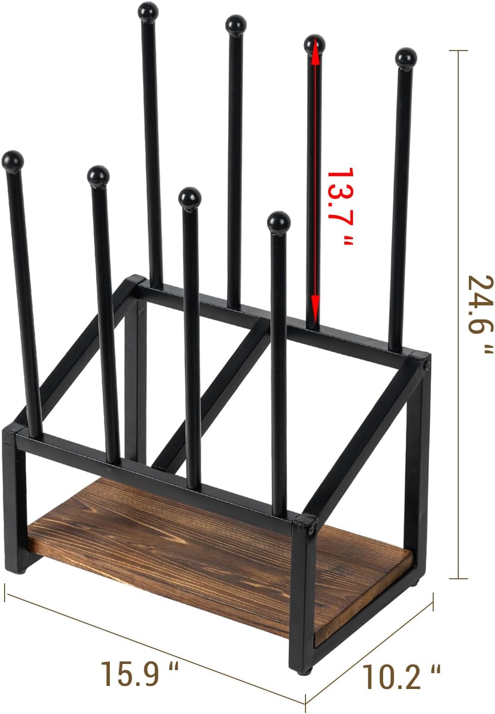 MyGift Industrial Metal & Burnt Wood 4-Pair Boot Rack with Shoe Shelf - F...