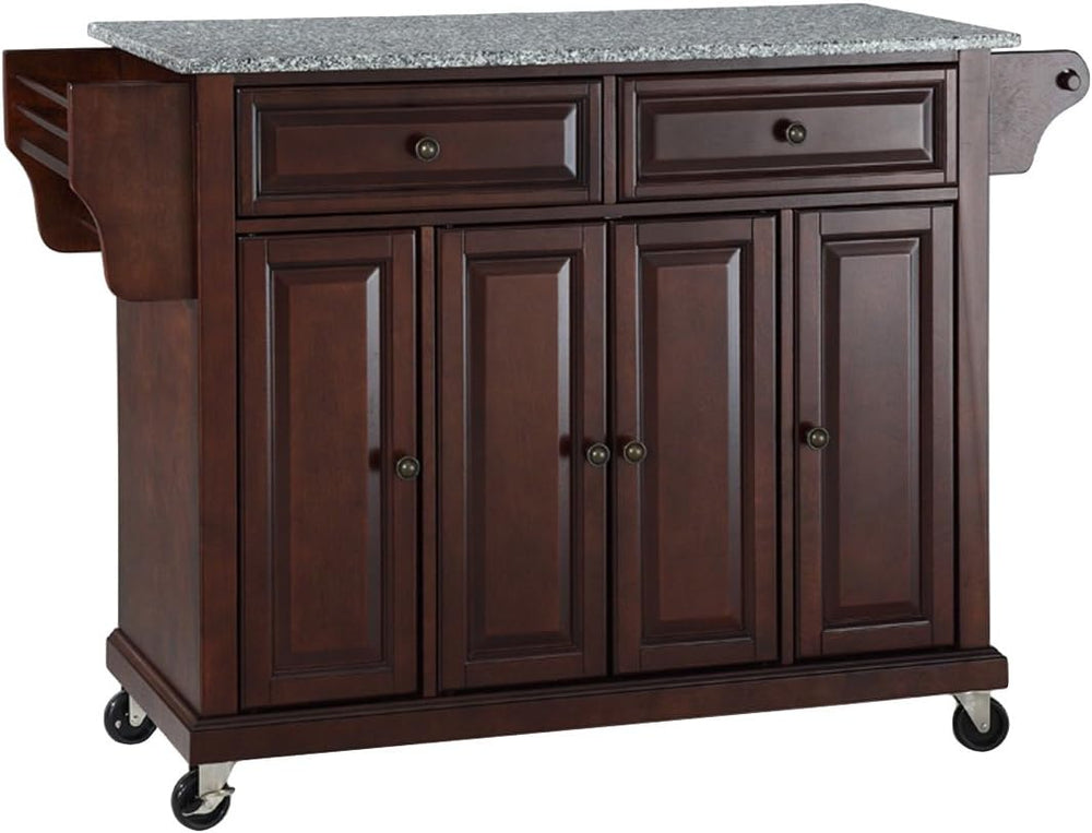 Crosley Furniture Full Size Granite Top Rolling Kitchen Island Storage Cart, ...