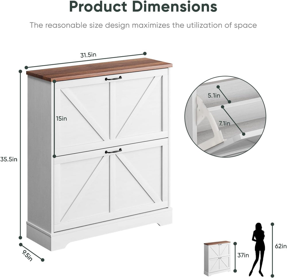 Smart FENDEE Shoe Cabinet, Shoe Storage Cabinet for Entryway with 2 Flip Draw...