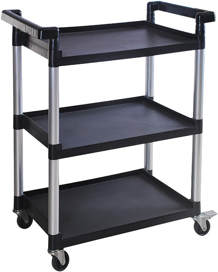 MaxWorks 80774 3-Shelf Utility Plastic Cart with Wheels-225 Lbs Maximum Capac...