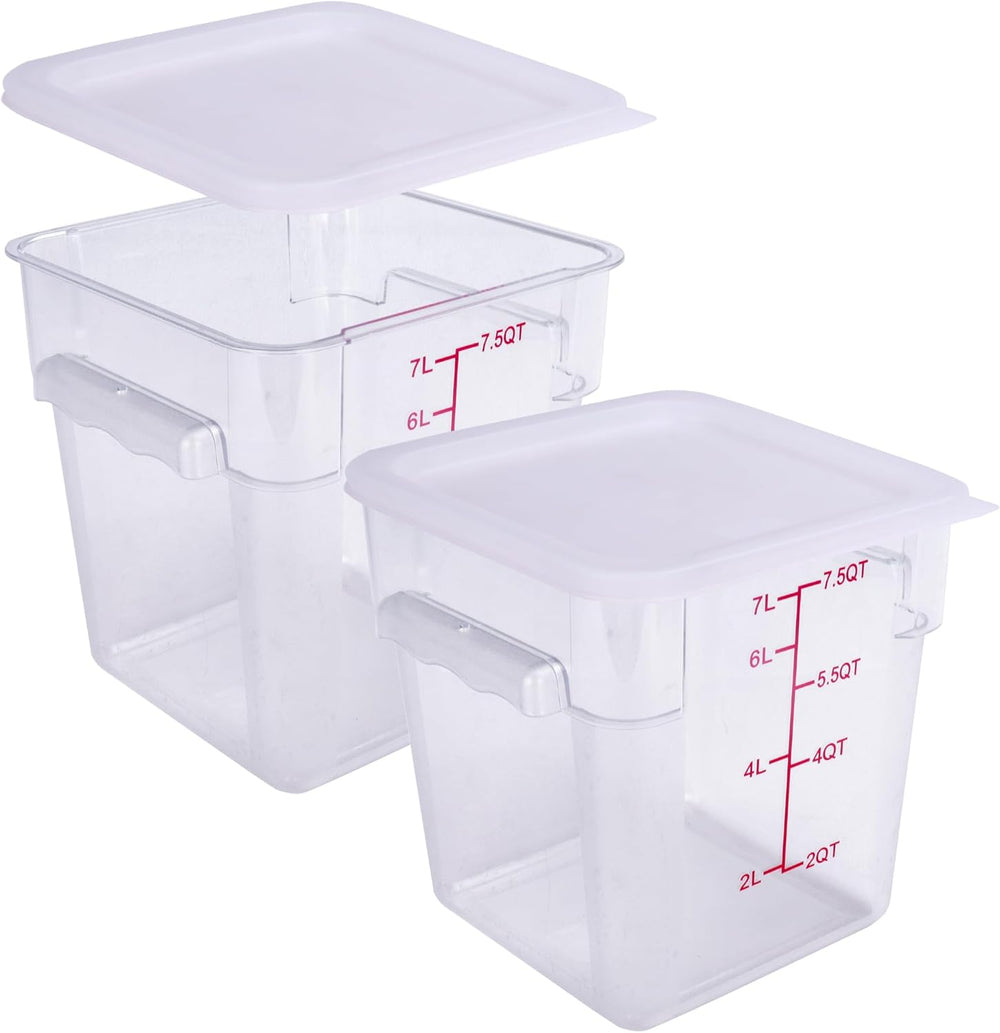 2 Pack RED Square Food Storage Container With Lid,Commercial Storage Box With...