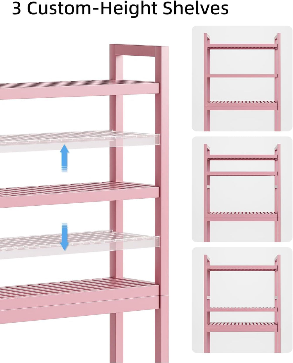 SMIBUY Bathroom Storage Shelf, Bamboo Over-The-Toilet Organizer Rack, Freesta...