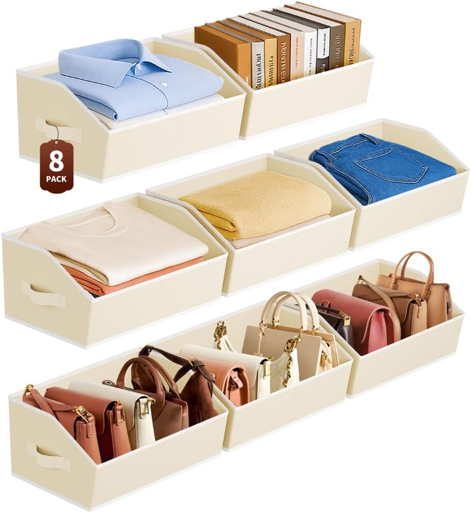 Homsorout Large Closet Organizers and Storage Bins - 8 Pack Trapezoid Storage...