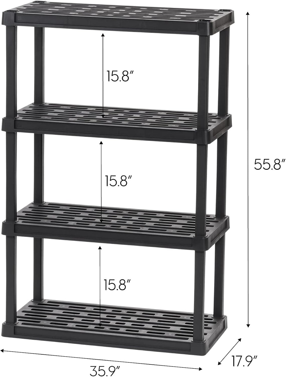 Bundle of IRIS USA 4-Shelf Heavy Duty Plastic Storage Shelves, Black + IRIS U...