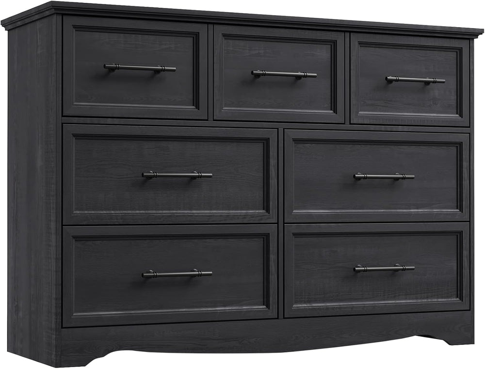 YANSNWO Black 7 Drawer Dresser for Bedroom, 47" Wide Chest of Drawers