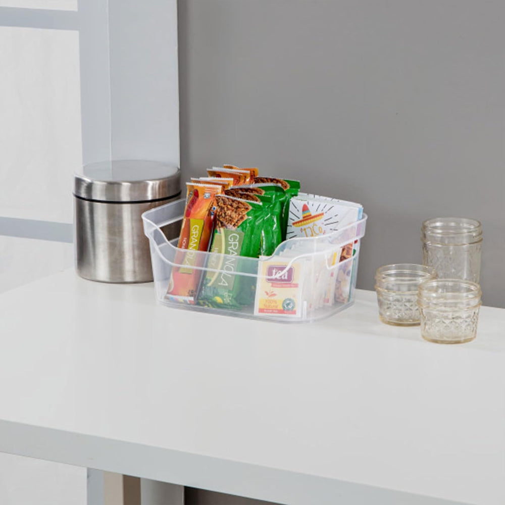 Sterilite 9.5 x 6.5 x 4 Inch Small Open Scoop Front Clear Storage Bin with Co...