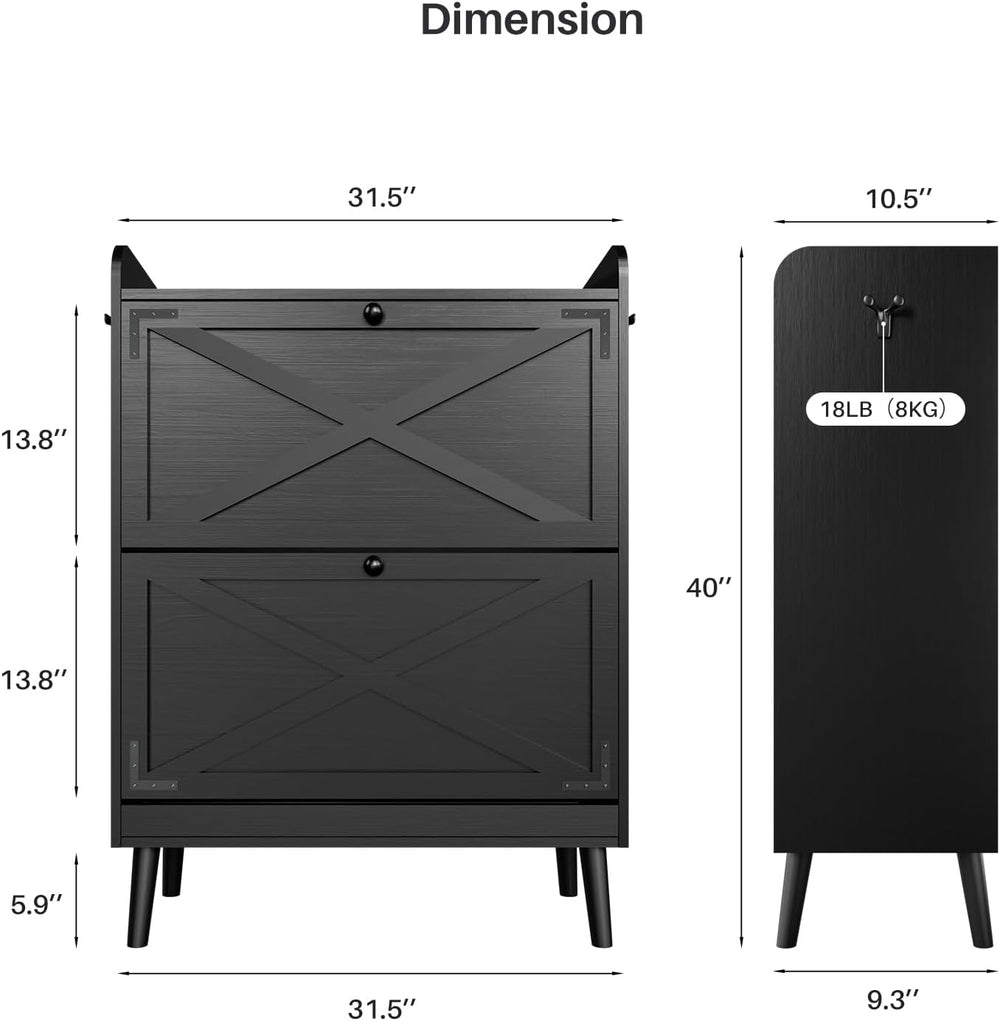 YZ HOME Shoe Storage Cabinet with 2 Flip Drawers, Entryway Shoe Cabinet with ...