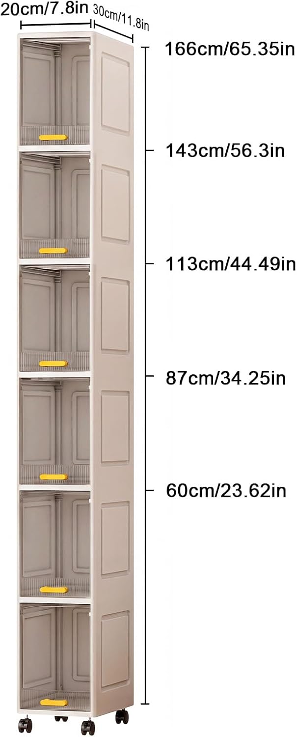 6-Tier Tall Narrow Storage Cabinet, Slim Bathroom Storage Cabinet with door