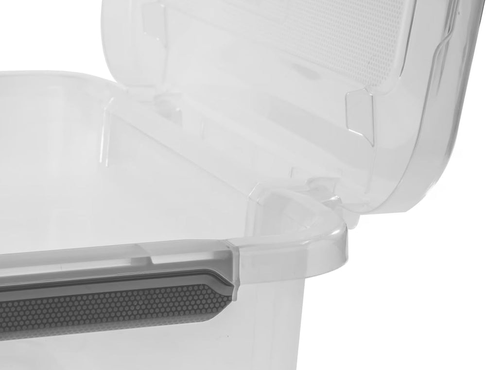 6-Pack Under Bed Bins, Hinged Lids, 20qt Clear Plastic Stackable