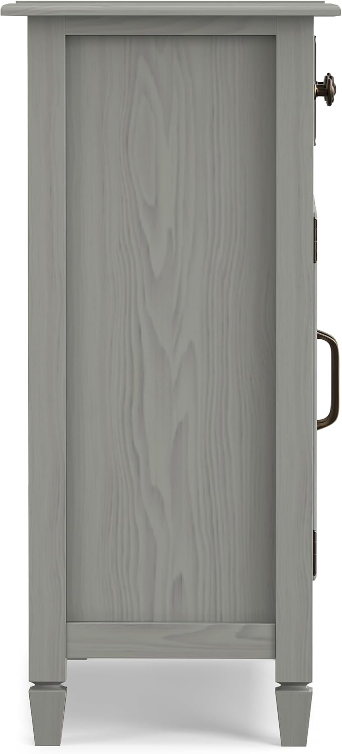 SIMPLIHOME Connaught 40" Wide Solid Wood Cabinet in Fog Grey