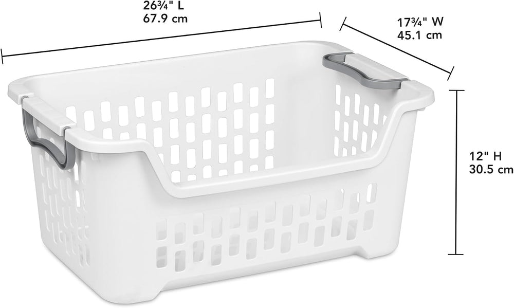 Sterilite Stacking Laundry Basket, Plastic Clothes Hamper, 6 Pack