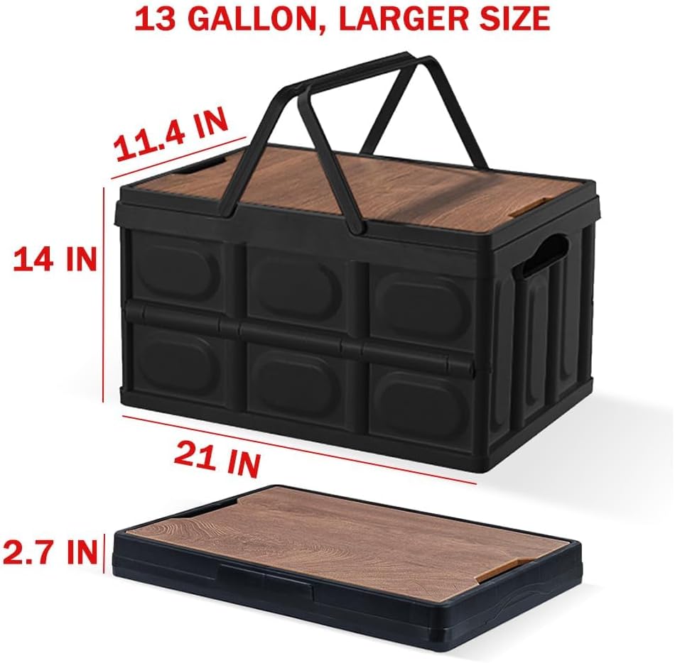 Collapsible Storage Bins Box with Lids and Handle, 13 Gallon 50L Portable Pla...