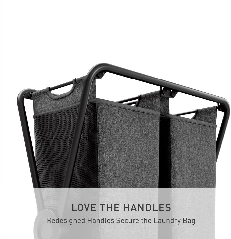 simplehuman X-Frame Hamper, Double Compartment Laundry Hamper for Bedroom Bat...
