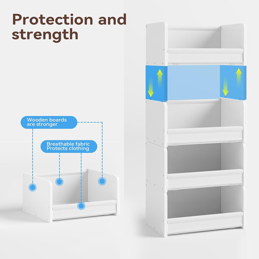 FOUCSSOMEI Closet Storage Organizer with Wood Frame & Fabric Shelves