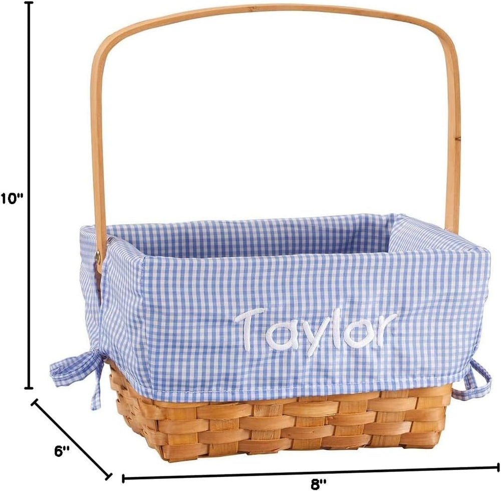 Fox Valley Traders Custom Blue Gingham Wicker Easter Basket, Easter