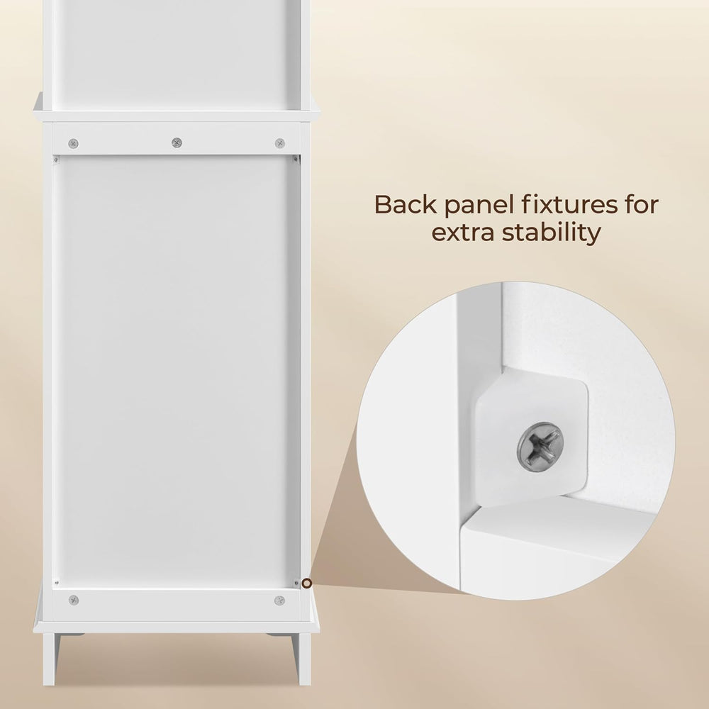 Yaheetech Tall Narrow Bathroom Storage Cabinet with Door and Shelves, White