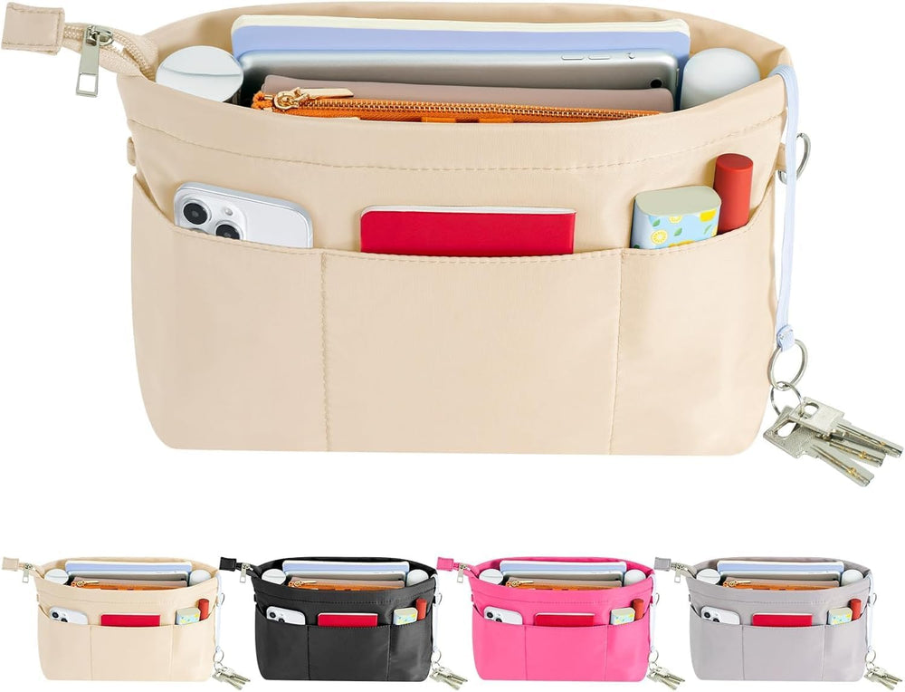 HyFanStr Purse Organizer Insert with Zipped Top for Tote Bag, Handbag Shaper ...