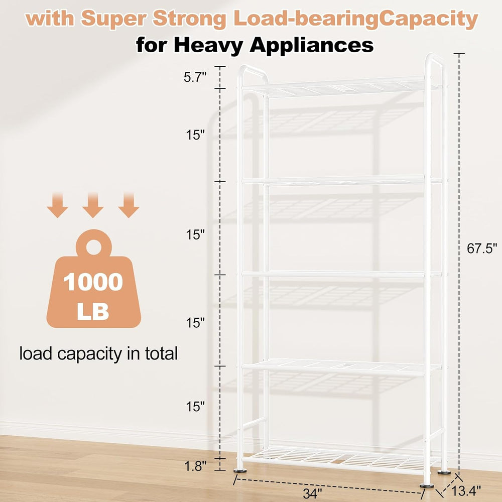 VTRIN Storage Shelves, 5 Tier Garage Shelving with Leveling Feet, Sturdy Meta...