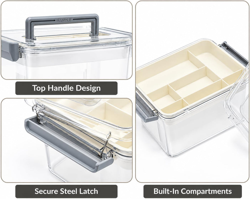 2Pack Medicine Box Set,2-Tier Large Capacity Medicine Storage Box with Handle...