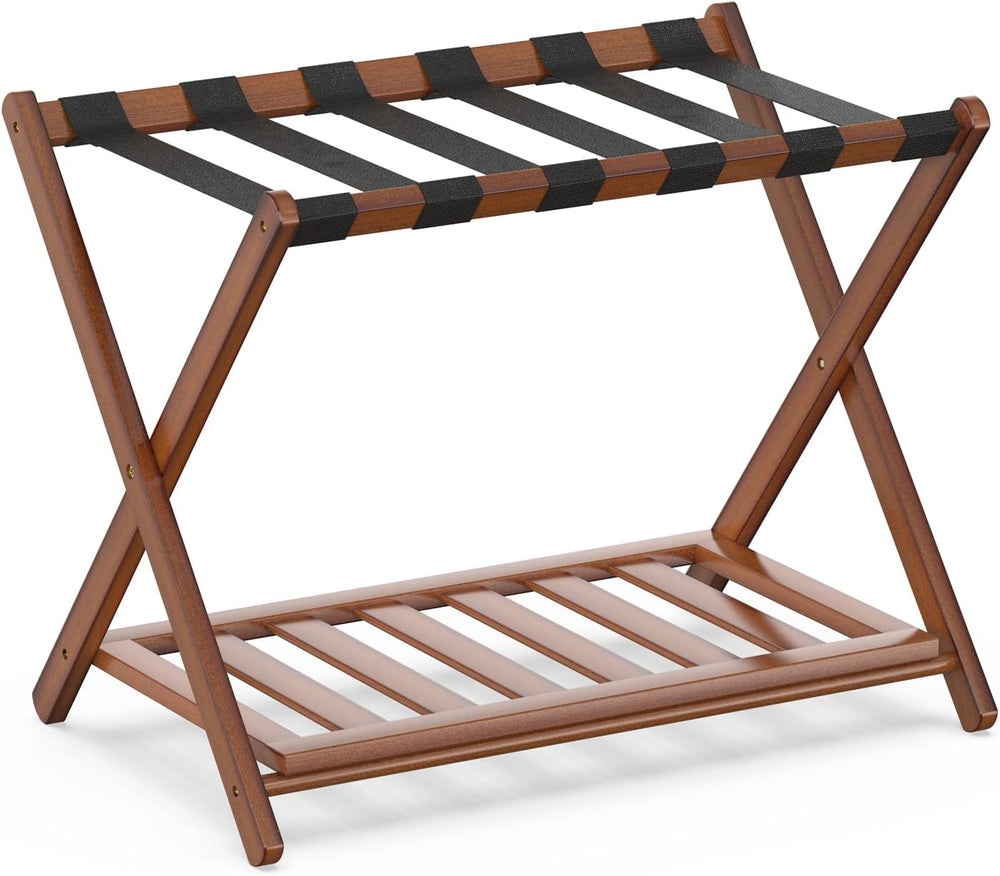 2 Pack Bamboo Luggage Rack for Guest Room, 26.77" Folding Wide Suitcase ...