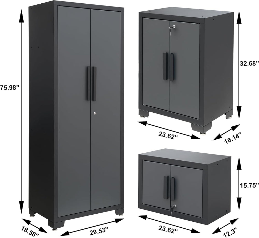 Torin Garage Storage Cabinets System, 9 Piece Workshop Cabinet Set in Black