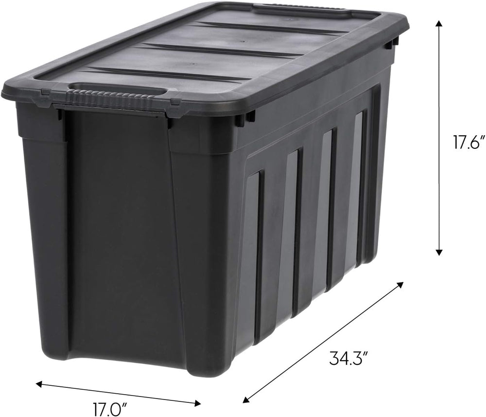 IRIS USA 4-Pack 31 Gal Heavy Duty Storage Totes with Lids, Black