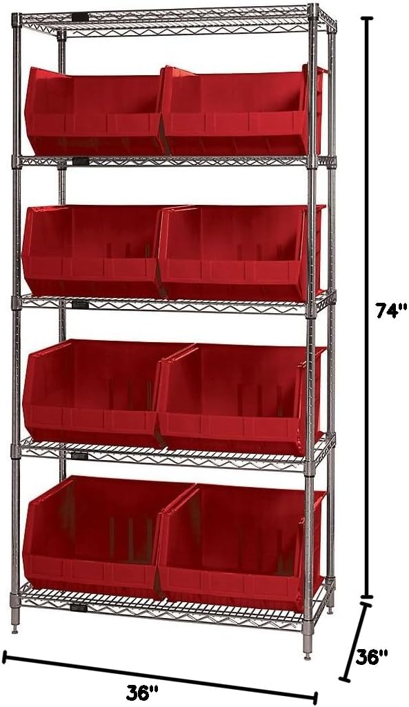 Quantum Storage Systems WR5-270RD 5-Tier Complete Wire Shelving System with 8...