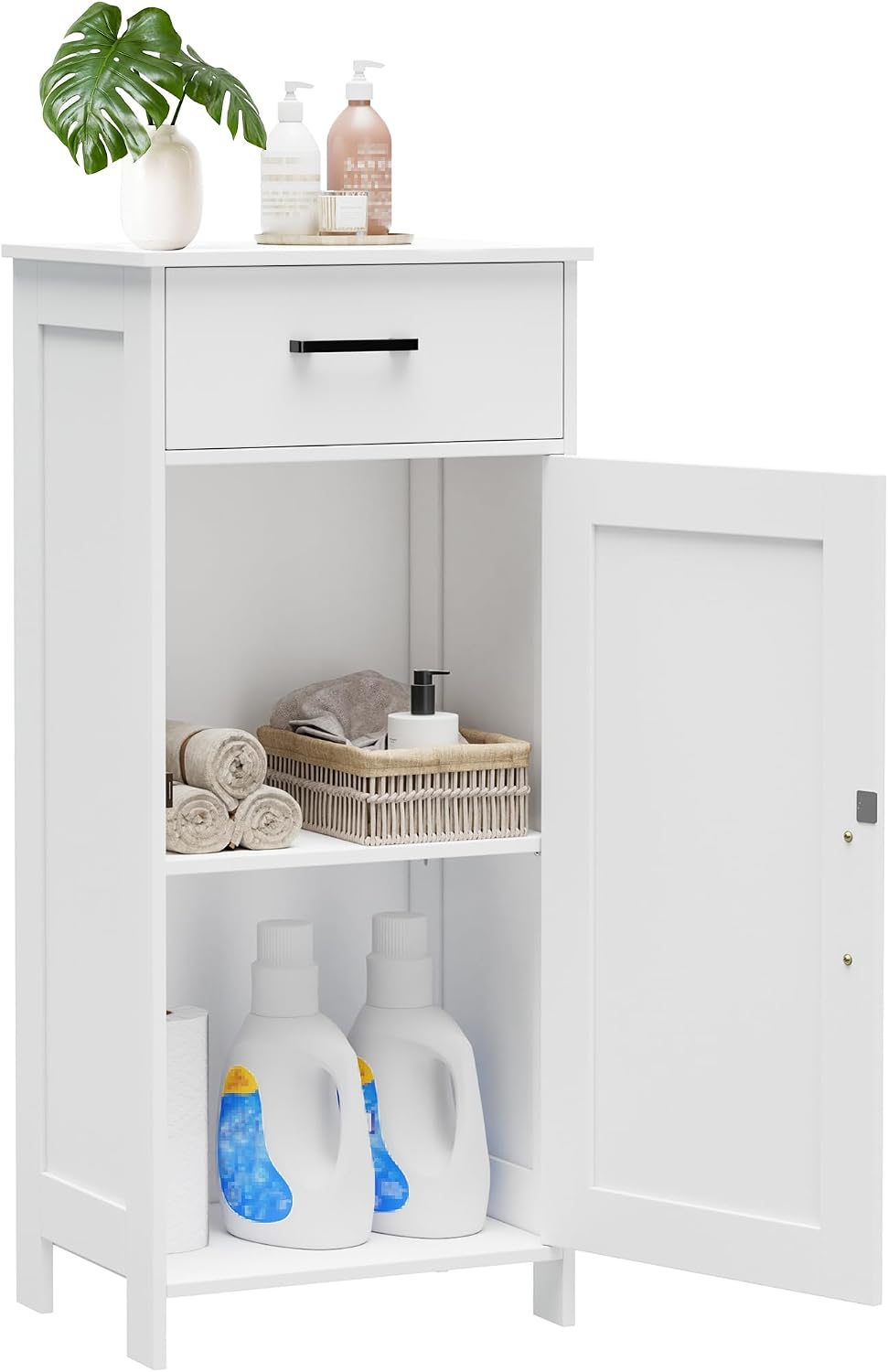 Homhedy Bathroom Storage Cabinet with Drawer & Adjustable Shelf