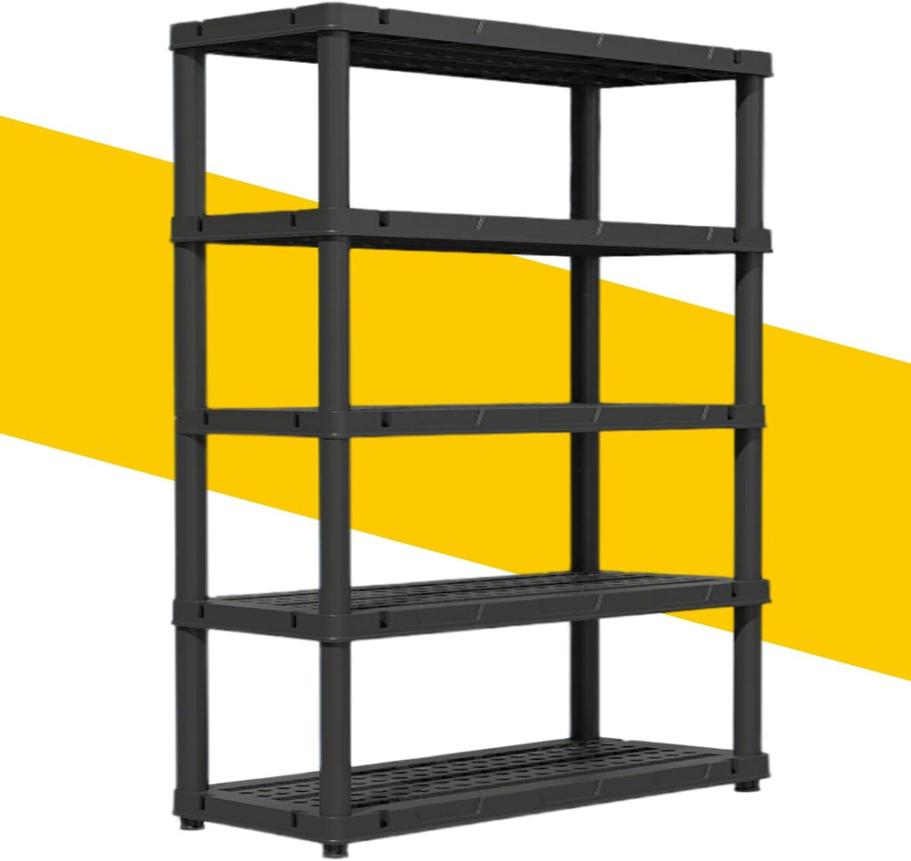72”H Plastic Garage Storage Shelves,5-Tier Heavy Duty Plastic Shelving,700LBS...