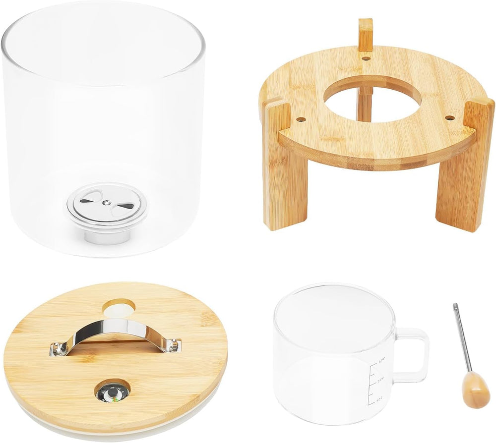 Rice Dispenser Cereal Container With Wooden Stand & Measuring Cup 5L