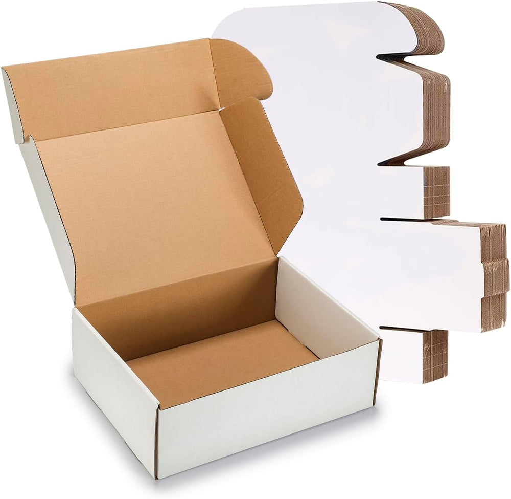 12x9x4 inches Shipping Boxes 20 Pack,TUKYLIL White Corrugated Cardboard Box,M...