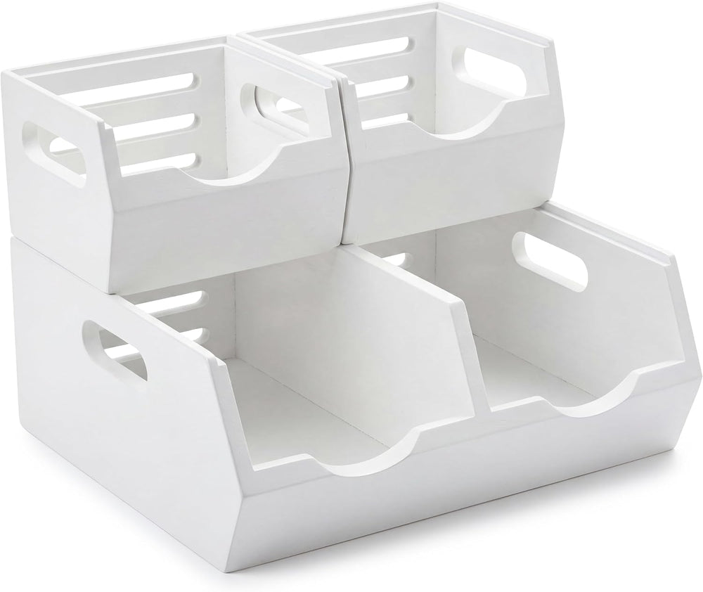 HOMESTEAD Stackable Solid Wood Storage Bins for Kitchen Pantry & Countert...