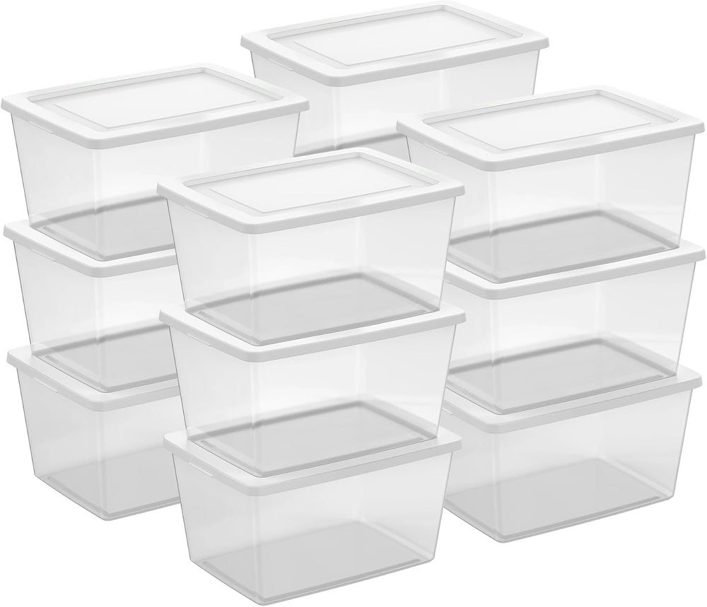 Sterilite Clear Storage Box Stackable Tote, 58 Quart, 12-Pack