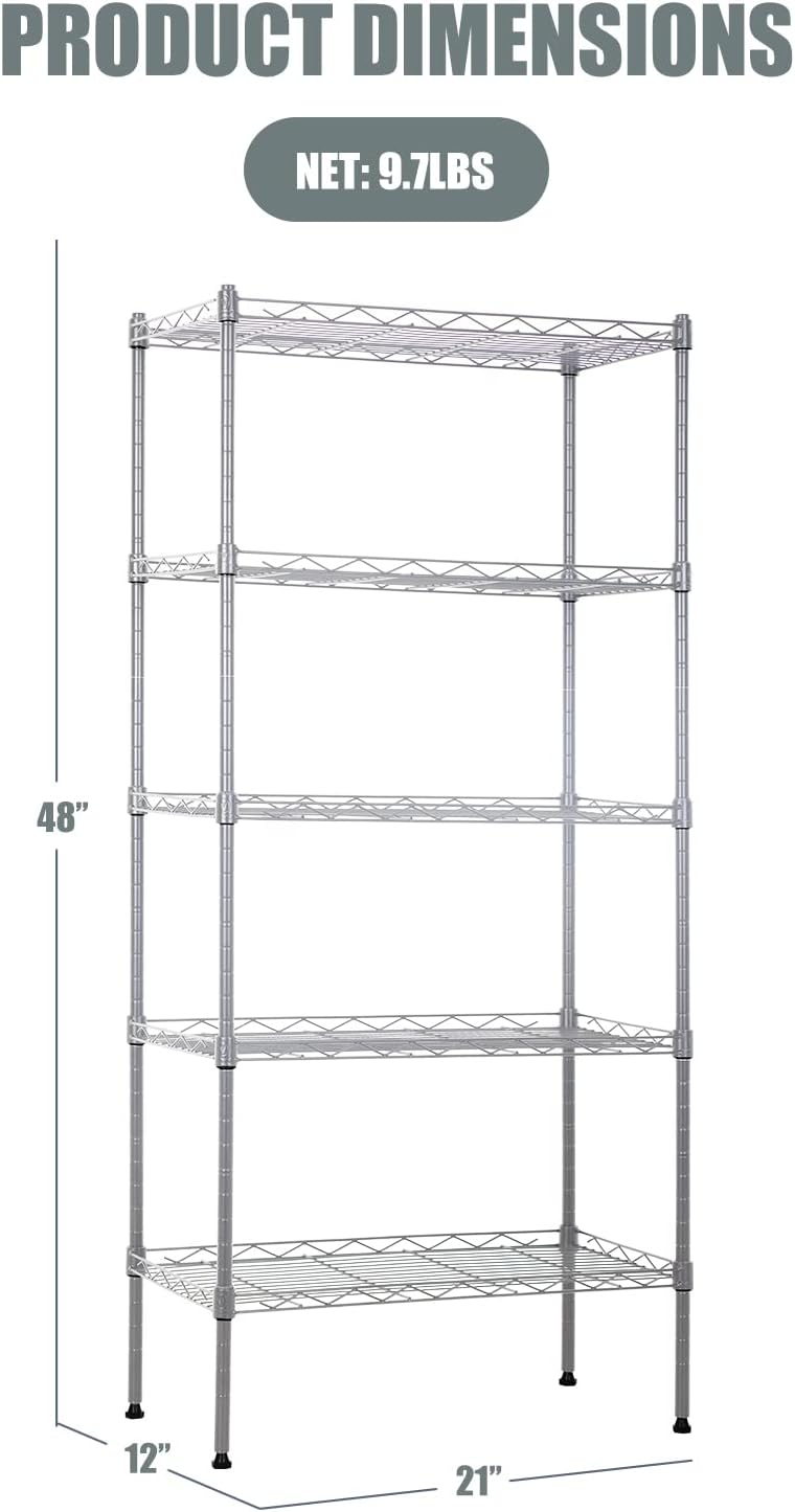 NChanmar 5-Tier Metal Shelving Unit Storage Shelves Metal Shelves 48"x21...