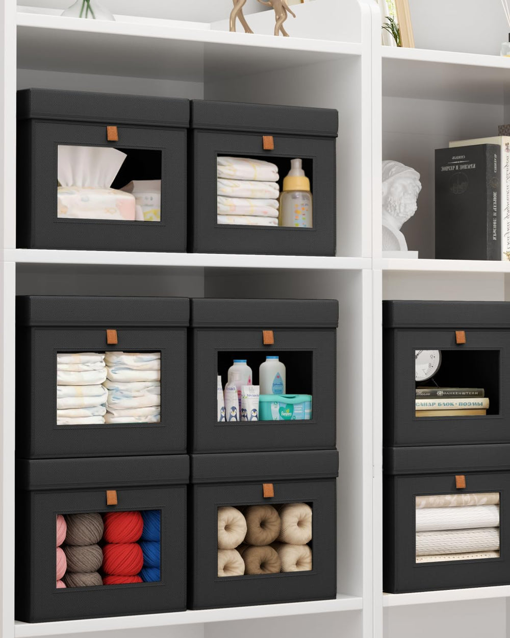 Homsorout Storage Bins with Lid – Closet Organizer with Side Opening and Clea...