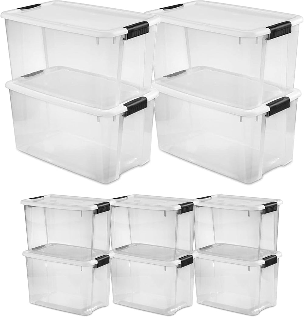 Sterilite Ultra Latch Box, 70 Quart, 4-Pack Bundled with 30 Quart, 6-Pack