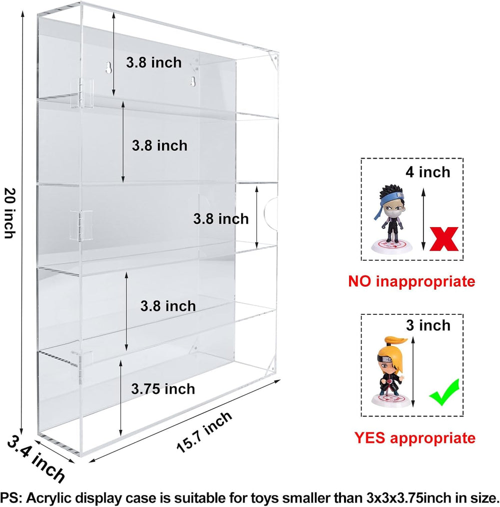 AITEE 5 Tiers Acrylic Display Case with Mirrored Back on Wall or Desktop