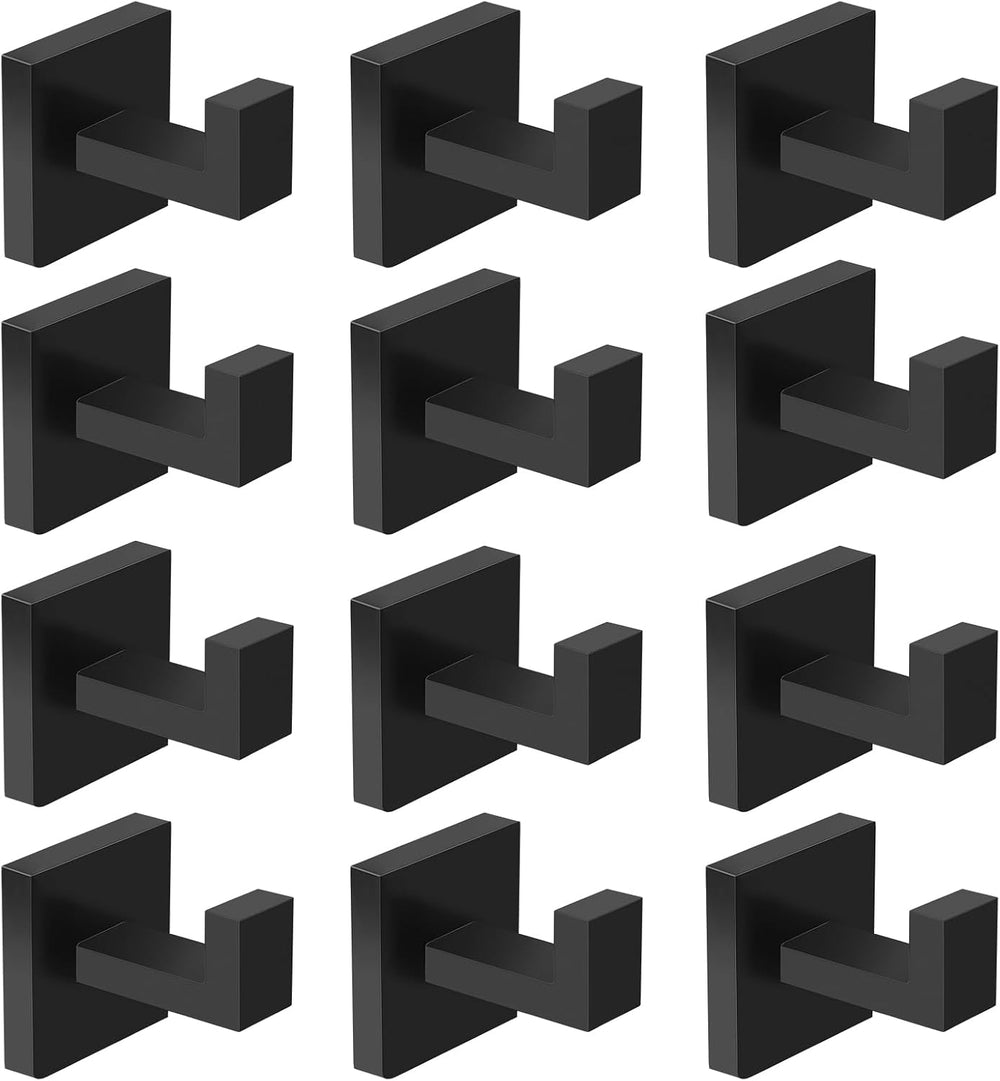 IBosins 12-Pack Bathroom Towel Hooks Black Hand Towel Holder Robe Hanger