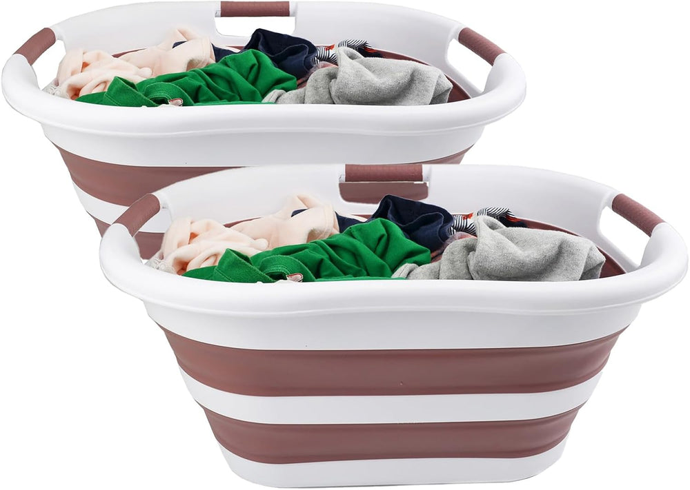 SAMMART 40L (10.5 gallon) Collapsible Plastic Laundry Basket - Foldable Pop U...