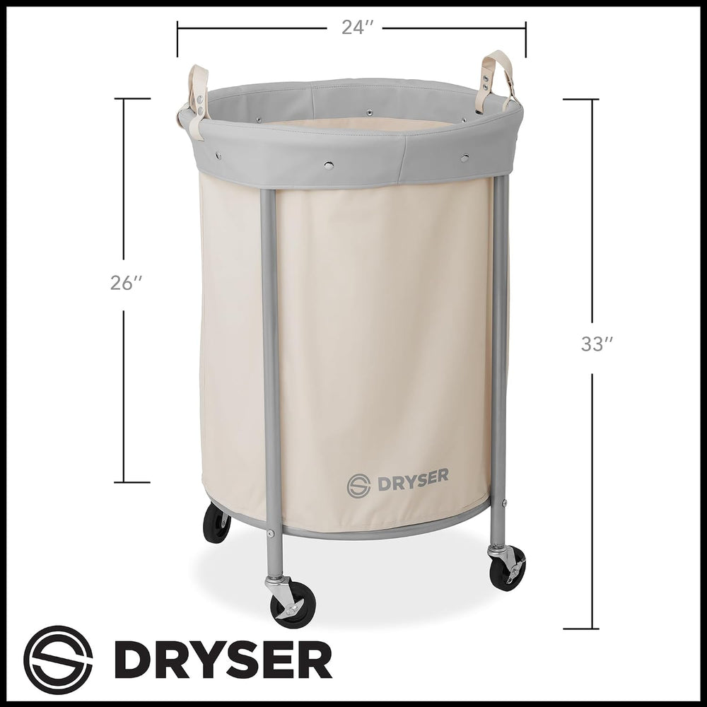 Dryser Laundry Basket with Wheels, 65 Gal. Commercial Round Rolling Laundry H...