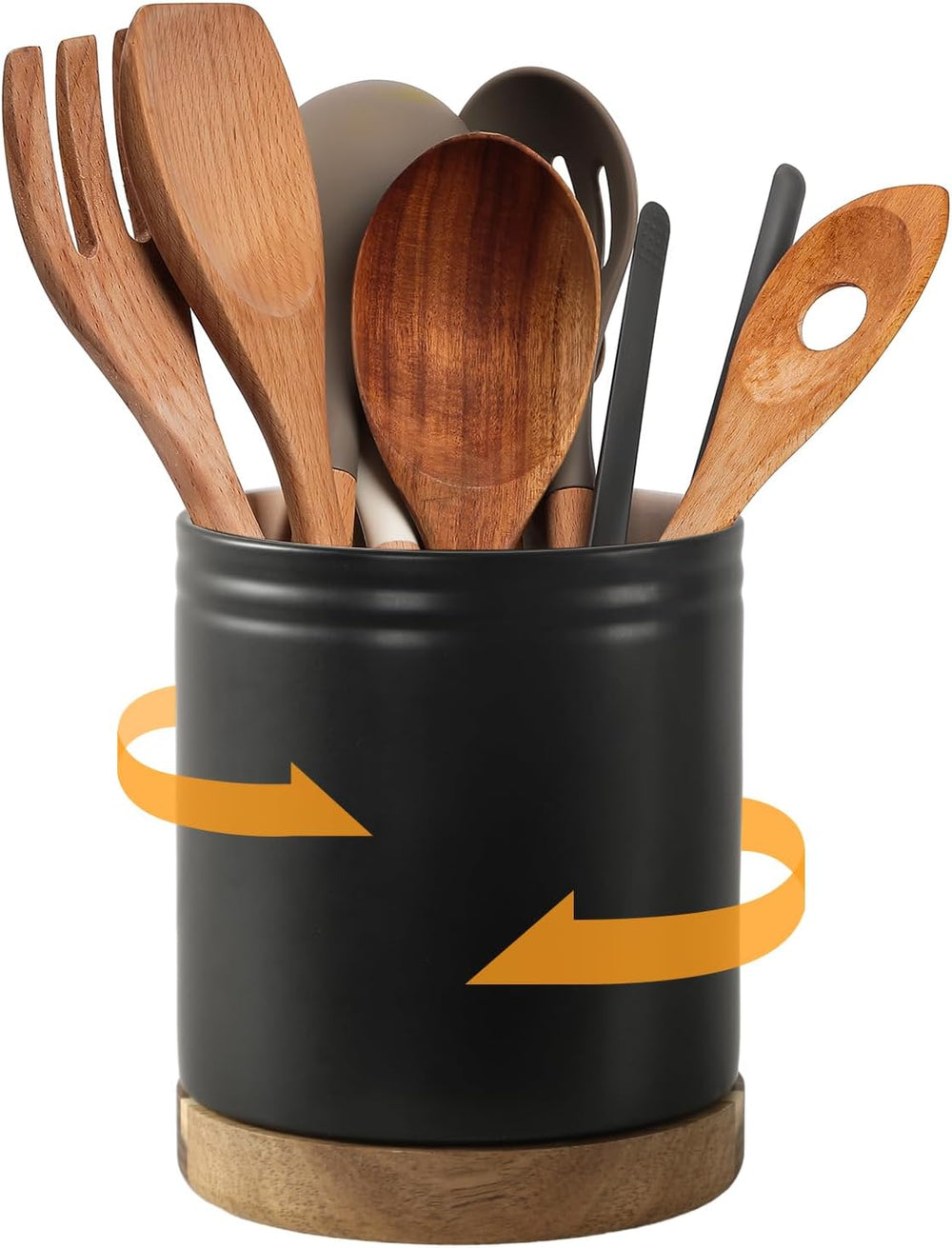 DOWAN 7.6" 360° Rotating Utensil Holder, Kitchen Utensil Holder for Coun...